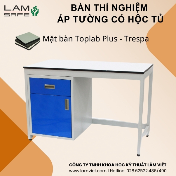 Hoc-tu-treo-ban-thi-nghiem Bàn thí nghiệm áp tường gắn hộc tủ hoặc làm hộc tủ di động để cất hóa chất