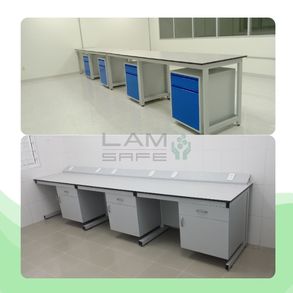Hoc-tu-di-dong-ban-thi-nghiem Bàn thí nghiệm áp tường làm kích thước theo diện tích phòng thí nghiệm