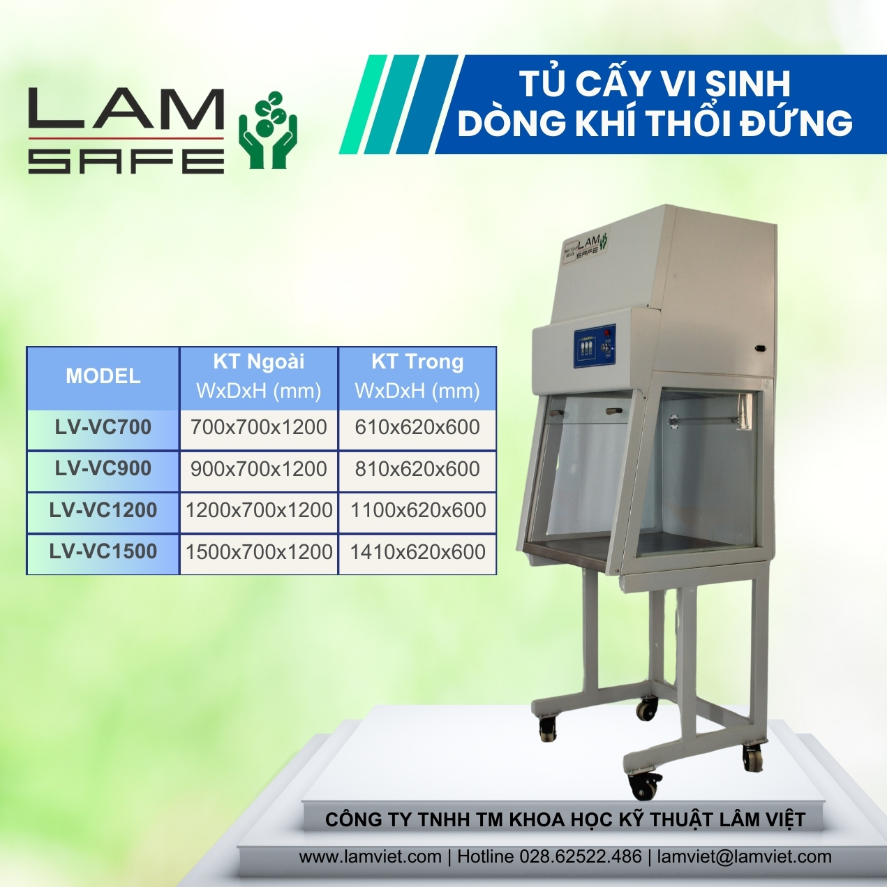 Các model dòng tủ cấy vi sinh thổi đứng Các kích thước khác nhau của dòng tủ cấy vi sinh dòng khí thổi đứng loại có cửa