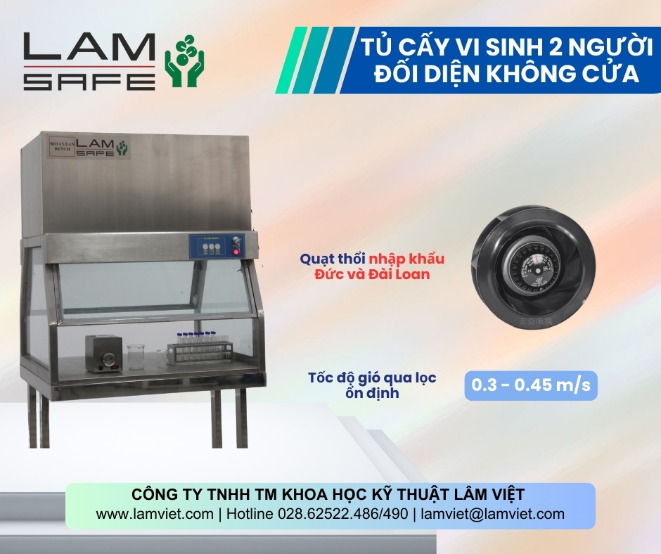 Quạt trong tủ cấy vi sinh 2 người đối diện không cửa Quạt trong tủ cấy vi sinh 2 người đối diện không cửa