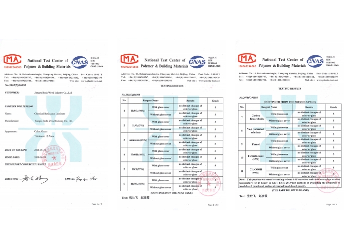 Chứng nhận chất lượng tấm phenolic Boda Chứng nhận chất lượng tấm phenolic Boda