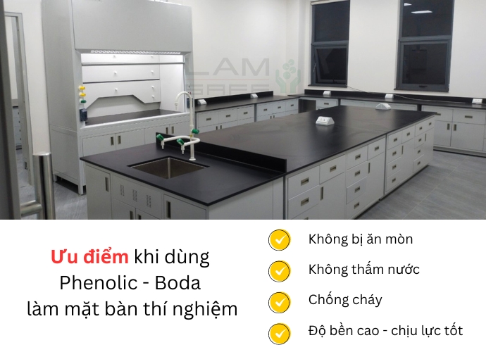 Ưu điểm khi sử dụng tấm phenolic làm mặt bàn thí nghiệm Ưu điểm khi sử dụng tấm phenolic làm mặt bàn thí nghiệm